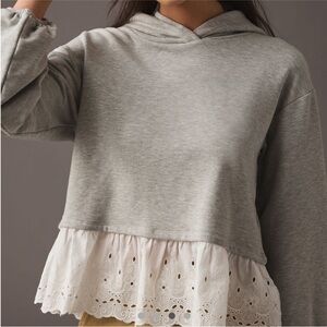 Anthropologie Gray and White Women's Hoodie Size Medium